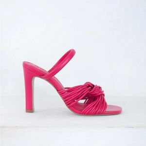 Mercedes Castillo Pink Leather Twisted Strappy Heeled Elodie Sandals